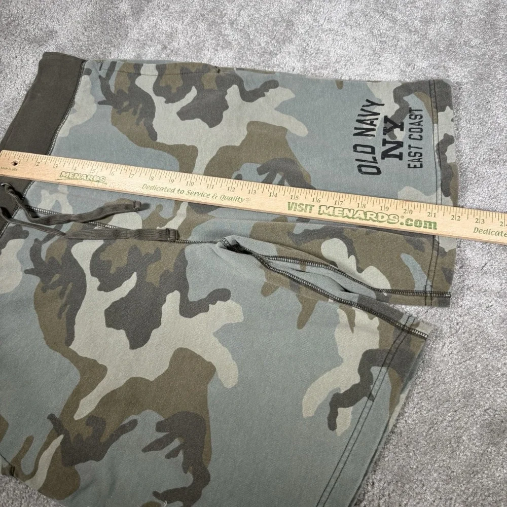 Old Navy Sweat Shorts Mens L Green Camo Fleece Drawstring Athletic Gym Y2K